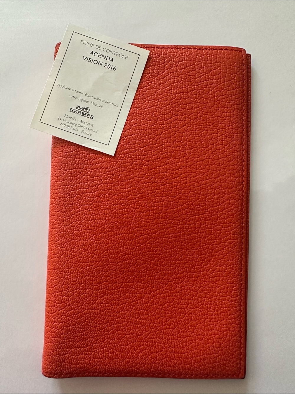 Hermès Vision II Orange Chèvre Leather Agenda Cover Passport Case